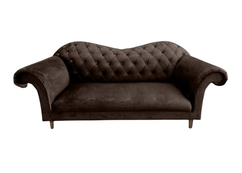 Ares Meble Vera Sofa - Sofa 3 Sitzer 200x90 cm - Chesterfield Sofas - Eleganz Couch 3 Sitzer - Samt Sofa Glamour - Luxury Relaxsofa - Beine aus Walnussholz - Braun von Ares Meble