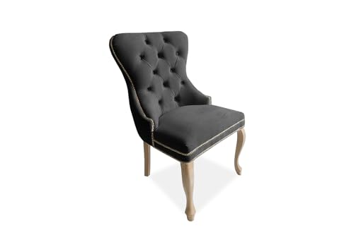 Meble Ares Esszimmerstuhl Dunkelgrau - Glamour Stil - Samt Stuhl Esszimmer - Dining Chair - Buchenholz Seselstuhl Wohnzimmer - Stuhl Schminktisch - Küchenstühle - Ankleidezimmer Möbel Gesteppt von Ares Meble