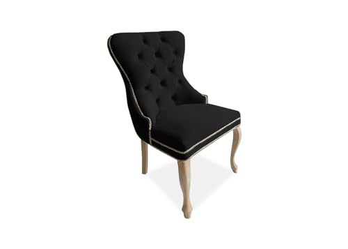 Meble Ares Esszimmerstuhl Schwarz - Glamour Stil - Samt Stuhl Esszimmer - Dining Chair - Buchenholz Seselstuhl Wohnzimmer - Stuhl Schminktisch - Küchenstühle - Ankleidezimmer Möbel Gesteppt von Ares Meble