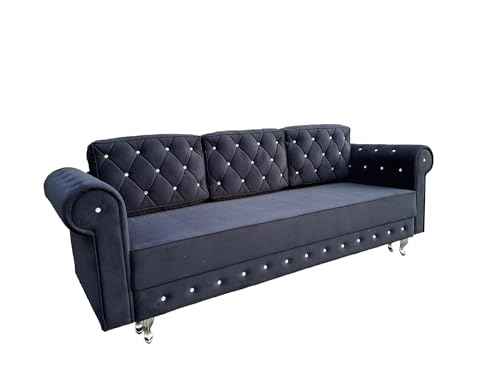 Meble Ares Moderne Sofa Felix - Elegante Sofa mit Schlaffunktion und Bettkasten - Praktische Schlafsofa Ausziehbar zum Wohnzimmer - Komfortabel Couch l Form - Siberne Beine, Samt Schwarz Meble Ares Moderne Sofa Felix - Elegante Sofa mit Schlaffunktion und Bettkasten - Praktische Schlafsofa Ausziehbar zum Wohnzimmer - Komfortabel Couch l Form - Siberne Beine, Samt Schwarz von Ares Meble