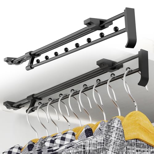 Aresvrgo 2 Stück Ausziehbare Kleiderstange 45 cm,VerläNgerbar Von 45 bis 81.5 cm Kleiderstange Ausziehbar,Speicherplatz Sparen für SchräNke und Lagerbereiche,Kleidung und Hosen Organisieren von Aresvrgo
