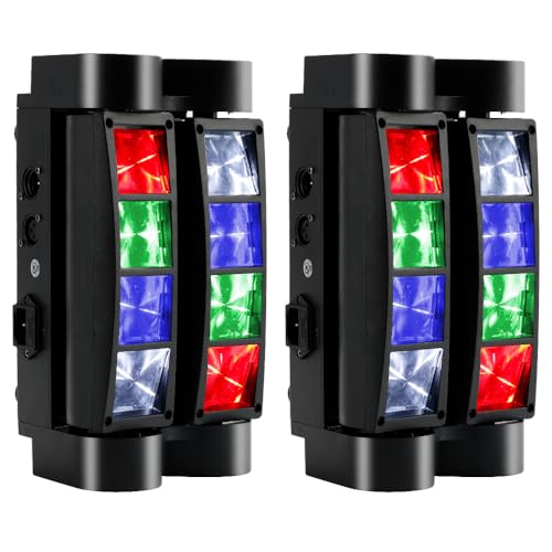 Areyourshop Moving Head Bühnenlicht, DJ Licht Disco Licht 8x10W RGBW 4 IN 1 LED Lichteffekt,Mini Partylicht Stage Lights mit DMX512/Sprachmodus für Bar Party Club Oktoberfest Weihnachten 2 Stück von Areyourshop