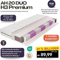 AH20 Premium 7-Zonen Taschenfederkernmatratze 20 cm H3 von Arga Home