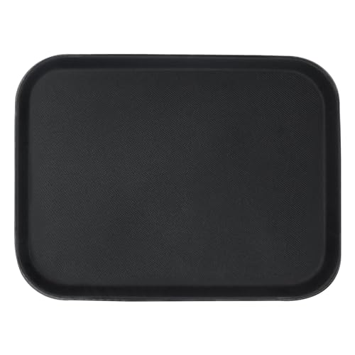 1x Schwarz 41cm x 30.5cm Rechteckiges Rutschfestes Serviertablett - Groß Plastik Küche Essen Tee Kaffee Abendessen Tisch Getränke Partyteller - Von Argon Tischware von Argon Tableware