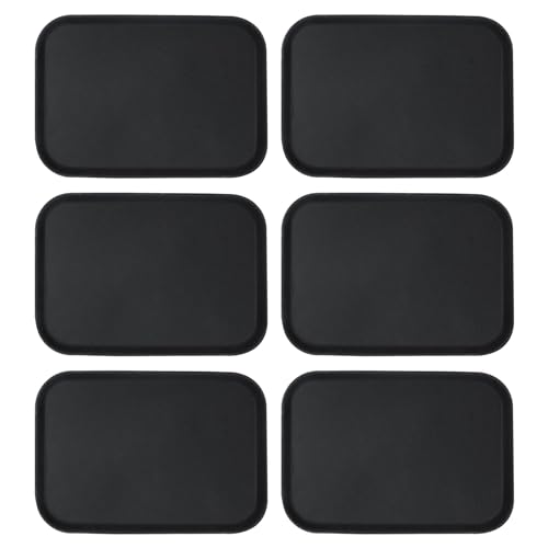 6X Schwarz 66cm x 45.5cm Rechteckiges Rutschfestes Serviertabletts - Groß Plastik Küche Essen Tee Kaffee Abendessen Tisch Getränke Teller - Von Argon Tischware von Argon Tableware