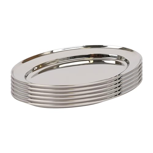 6x 25cm x 17cm Oval Servierplatten aus Edelstahl - Klein Party Abendessen Snack Büfett Essen Sandwich Anzeige Tablett Platten Gerichte - Von Argon Tableware 6x 25cm x 17cm Oval Servierplatten aus Edelstahl - Klein Party Abendessen Snack Büfett Essen Sandwich Anzeige Tablett Platten Gerichte - Von Argon Tableware von Argon Tableware