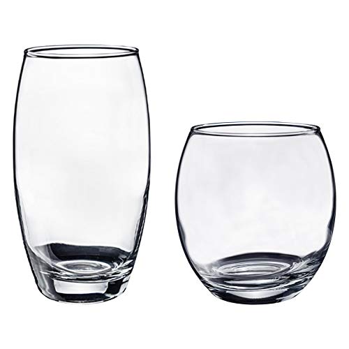 Argon Tableware 12-teiliges Glasgeschirr-Set - 405 ml und 510 ml - Tondo-Kollektion - Whiskey-Trinkbecher, Tassen, Gläser, spülmaschinenfest, großes Highball-Glas, Moderne Wasser-Hiball-Gläser von Argon Tableware