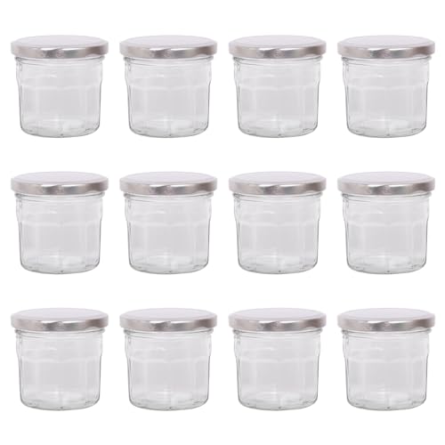 Argon Tableware 12x 150ml Marmeladengläser mit Silberne Deckel - Leer Schraubenkopf Küche Essen Honig Würzen Konservieren Einmachen Lagerung Glas-Set von Argon Tableware