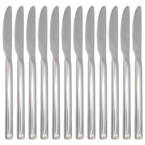 Argon Tableware 12x 23cm Tondo Tafelmesser aus Edelstahl - Spülmaschinenfest Metall Küche Butter Tee Nachtisch Besteck Tisch Messer Set von Argon Tableware