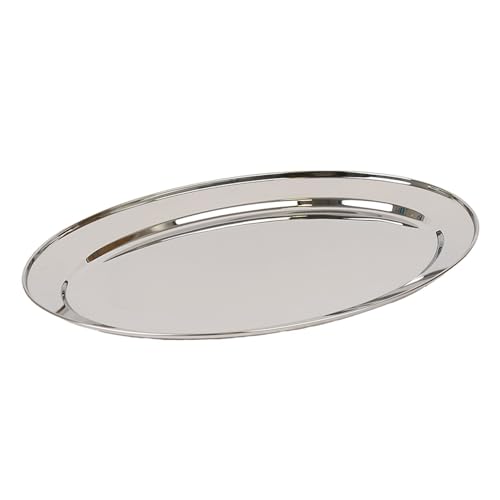 Argon Tableware 1x 50cm x 35cm Oval Servierplatte aus Edelstahl - Groß Party Abendessen Snack Büfett Essen Sandwich Anzeige Tablett Platten Gerichte von Argon Tableware