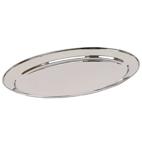 Argon Tableware 1x 60cm x 41cm Oval Servierplatte aus Edelstahl - Groß Party Abendessen Snack Büfett Essen Sandwich Anzeige Tablett Platten Gerichte von Argon Tableware