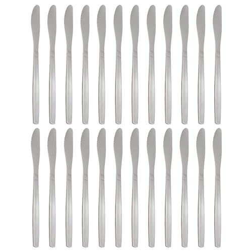 Argon Tableware 24x 22cm Economy Tafelmesser aus Edelstahl - Spülmaschinenfest Metall Küche Butter Tee Nachtisch Besteck Tisch Messer Set von Argon Tableware