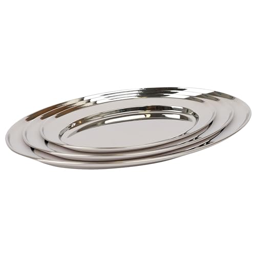 Argon Tableware 3pc 25cm-35cm Oval Servierplatte aus Edelstahl Set - Groß Party Abendessen Snack Büfett Essen Sandwich Anzeige Tablett Platten Gerichte Argon Tableware 3pc 25cm-35cm Oval Servierplatte aus Edelstahl Set - Groß Party Abendessen Snack Büfett Essen Sandwich Anzeige Tablett Platten Gerichte von Argon Tableware