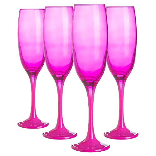 Argon Tableware Farbige Champagnerflöten - 220ml - Pack Von 4 - Pink von Argon Tableware