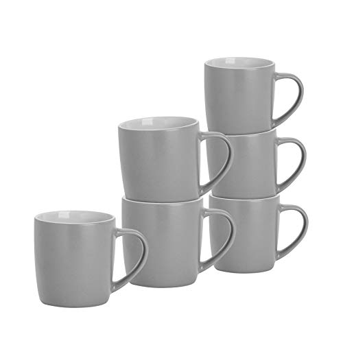 Argon Tableware 6 Stück Matt Tee und Kaffeetasse Set - Modern Style Porzellan Cappuccino Latte Becher - Grau - 350ml von Argon Tableware