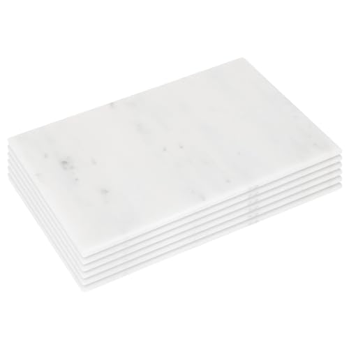 Argon Tableware 6X Weiß 30cm x 20cm Rechteckige Tischsets aus Marmor - Groß rutschfest Hitzebeständig Küche Essen Tisch Abendessen Tischsets-Set von Argon Tableware