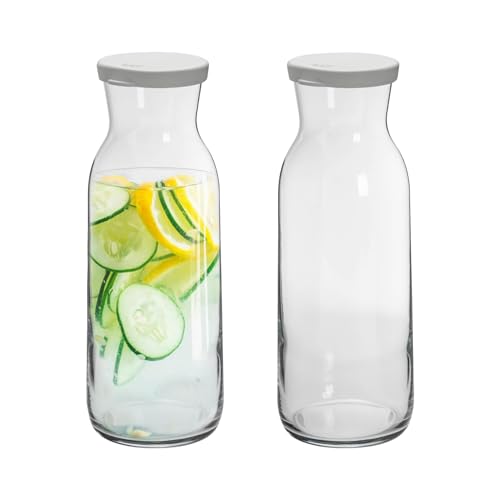 Argon Tableware Brokka -Glas Carafes Mit Silikondeckel - 1,2L - Pack Von 2 - Klar von Argon Tableware