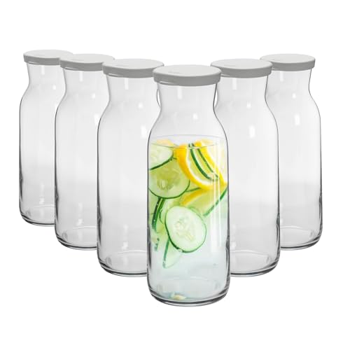 Argon Tableware Brokka -Glas Carafes Mit Silikondeckel - 1,2L - Pack Von 6 - Klar von Argon Tableware