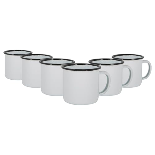 Argon Tableware Weiße Emaille -Espresso -Tassen - 130ml - Schwarz - 6. Packung von Argon Tableware