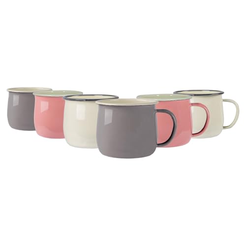 Argon Tableware Farbige Emaille Bauchbecher - 375ml - Packung Von 6-3 Farben von Argon Tableware