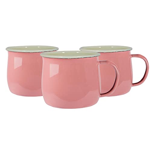 Argon Tableware Farbige Emaille Bauchbecher - 375ml - Packung Von 6 - Pink/Weiß von Argon Tableware