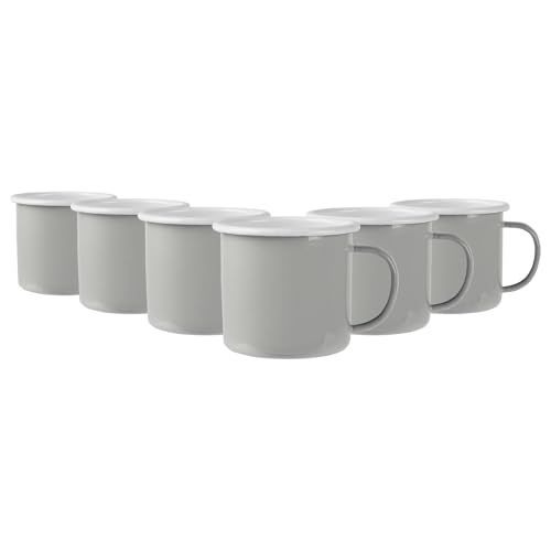 Argon Tableware Farbige Emaille -Tassen - 375ml - Pack Von 6 - Grau von Argon Tableware