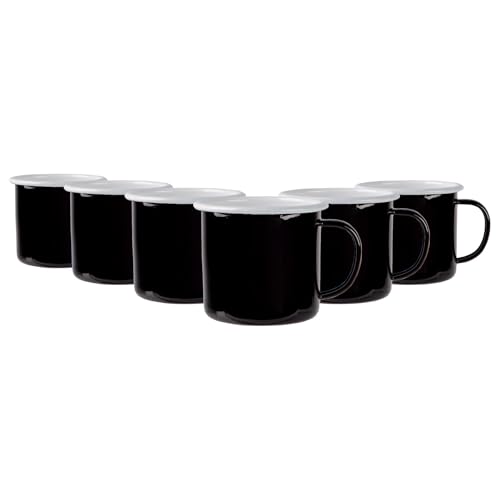 Argon Tableware Farbige Emaille -Tassen - 375ml - Pack Von 6 - Schwarz Argon Tableware Farbige Emaille -Tassen - 375ml - Pack Von 6 - Schwarz von Argon Tableware