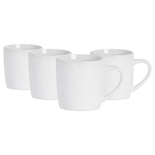 Argon Tableware Farbige Kaffeetassen – Weiß – 350 ml – 4 Stück – glänzende Keramik-Steinzeug-Teetassen, Tassen für Latte, Cappuccino, Tassen für heiße Schokolade, buntes Tassenset mit Henkel von Argon Tableware