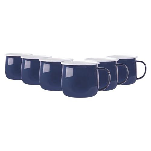 Argon Tableware Farbige Emaille Bauchbecher - 375ml - Pack Von 6 - Marine von Argon Tableware