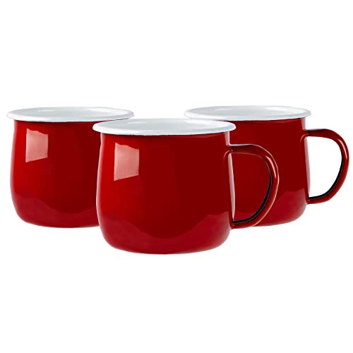 Argon Tableware Farbige Emaille Bauchbecher - 375ml - Pack Von 6 - Rot von Argon Tableware