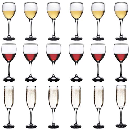 Argon Tableware Gläser für Rotwein/Weißwein/Champagner - 18-teiliges Set - 340 ml / 245 ml / 220 ml von Argon Tableware