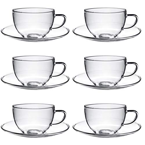 Argon Tableware Glas Cappuccino Cup & Saucer -Set - 260ml - 12pc - Klar von Argon Tableware