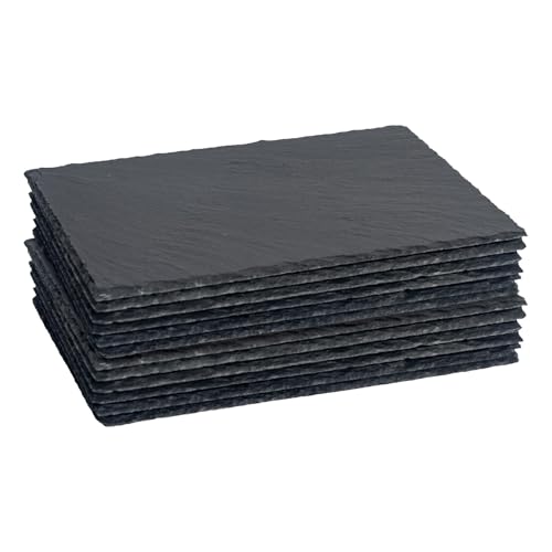 Argon Tableware Rechteck Tischsets aus Schiefer - 30cm x 20cm - 12x Groß Natürlich Schwarz Stein Essen Tisch Abendessen Portion Planke Teller Ort Matten Sätze von Argon Tableware