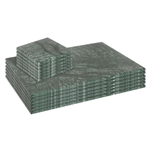 Argon Tableware Rechteckige Tischsets aus Marmor & Quadratische Marmoruntersetzer - 30cm x 20cm - Grün - 12pc rutschfest Hitzebeständig Küche Essen Tisch Set von Argon Tableware
