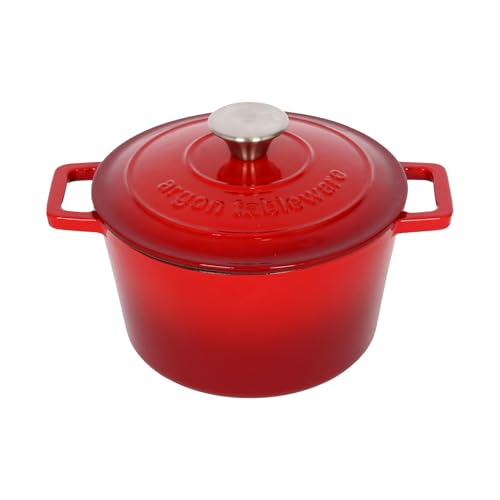Argon Tableware Runde Auflaufform aus Gusseisen mit Selbstbefeuchtendem Deckel - 2.8L - Rotes Ombre - 1x Induktionskochfeld Kochen Schmortopf Brot Backen Servier Braten Eintopf Suppentopf Kochgeschirr Argon Tableware Runde Auflaufform aus Gusseisen mit Selbstbefeuchtendem Deckel - 2.8L - Rotes Ombre - 1x Induktionskochfeld Kochen Schmortopf Brot Backen Servier Braten Eintopf Suppentopf Kochgeschirr von Argon Tableware
