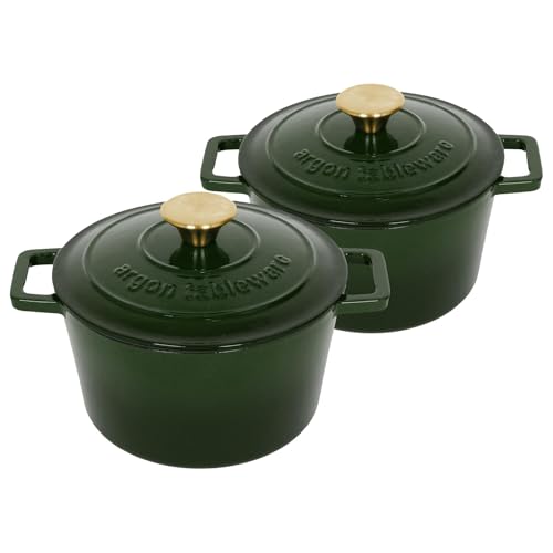 Argon Tableware Runde Auflaufformen aus Gusseisen mit Selbstbefeuchtendem Deckel - 2.8L - Grün - 2x Induktionskochfeld Kochen Schmortopf Brot Backen Servier Braten Eintopf Suppentopf Kochgeschirr Argon Tableware Runde Auflaufformen aus Gusseisen mit Selbstbefeuchtendem Deckel - 2.8L - Grün - 2x Induktionskochfeld Kochen Schmortopf Brot Backen Servier Braten Eintopf Suppentopf Kochgeschirr von Argon Tableware