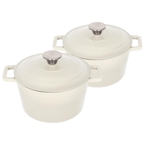 Argon Tableware Runde Auflaufformen aus Gusseisen mit Selbstbefeuchtendem Deckel - 2.8L - Kieselglanz - 2x Induktionskochfeld Kochen Schmortopf Brot Backen Servier Braten Eintopf Kochgeschirr Argon Tableware Runde Auflaufformen aus Gusseisen mit Selbstbefeuchtendem Deckel - 2.8L - Kieselglanz - 2x Induktionskochfeld Kochen Schmortopf Brot Backen Servier Braten Eintopf Kochgeschirr von Argon Tableware