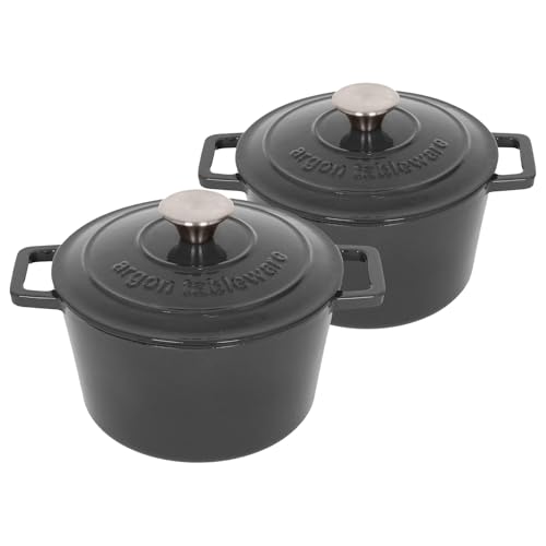 Argon Tableware Runde Auflaufformen aus Gusseisen mit Selbstbefeuchtendem Deckel - 2.8L - Schiefergrau - 2x Induktionskochfeld Kochen Schmortopf Brot Backen Servier Braten Eintopf Kochgeschirr Argon Tableware Runde Auflaufformen aus Gusseisen mit Selbstbefeuchtendem Deckel - 2.8L - Schiefergrau - 2x Induktionskochfeld Kochen Schmortopf Brot Backen Servier Braten Eintopf Kochgeschirr von Argon Tableware