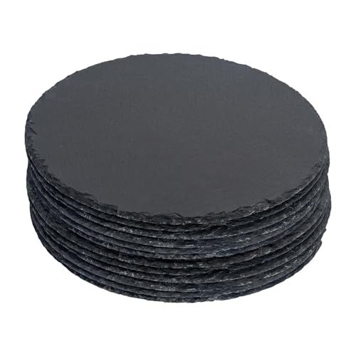 Argon Tableware Runden Tischsets aus Schiefer - 30cm - 12x Groß Natürlich Schwarz Stein Essen Tisch Abendessen Portion Planke Teller Ort Matten Sätze von Argon Tableware