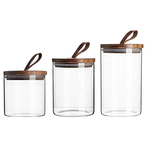 Argon Tableware Scandi -Aufbewahrungsgläser Mit Lederschleifendeckel - 3 Größen von Argon Tableware