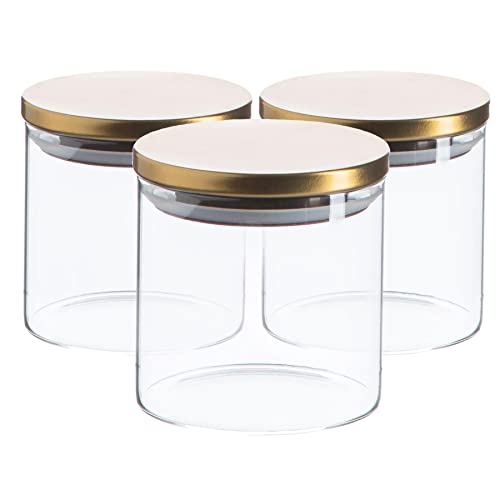 Argon Tableware Scandi -Aufbewahrungsgläser Mit Metallic Deckel - 550ml - Gold - Pack Von 3 von Argon Tableware