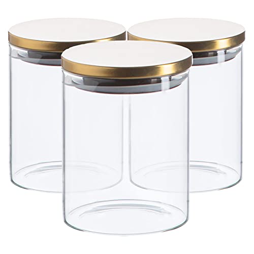 Argon Tableware Scandi -Aufbewahrungsgläser Mit Metallic Deckel - 750ml - Gold - Pack Von 3 von Argon Tableware