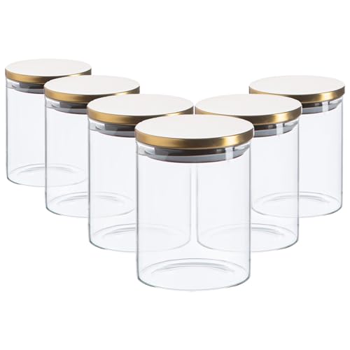 Argon Tableware Scandi -Aufbewahrungsgläser Mit Metallic Deckel - 750ml - Gold - Pack Von 6 von Argon Tableware