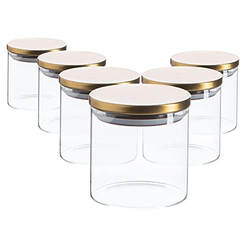 Argon Tableware Scandi -Aufbewahrungsgläser Mit Metallischen Deckeln - 550ml - Gold - Pack Von 6 von Argon Tableware