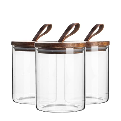 Argon Tableware Scandi -Aufbewahrungsglas Mit Lederschleifendeckel - 750ml - Pack Von 3 von Argon Tableware
