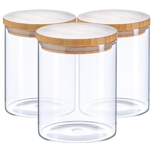 Argon Tableware Scandi -Glas -Glas -Gläser Mit Holzdeckel - 750ml - Pack Von 3 von Argon Tableware