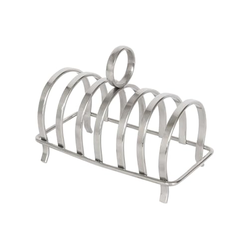 Argon Tableware Toastständer aus Edelstahl - 6 Scheiben - 1x Metall Küche Zubehör Brot Scheibe Halter Stand Veranstalter Gericht Tischtt mit Griff von Argon Tableware