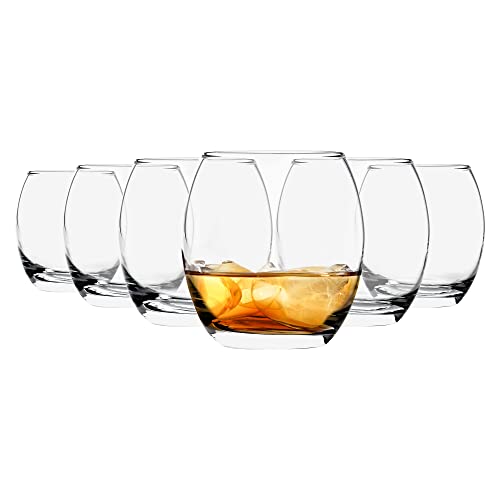 Argon Tableware 6-teilige Whiskygläser - 405 ml - Tondo-Kollektion - Whiskey-Trinkbecher, Tassen, Gläser, spülmaschinenfest, großes Highball-Glas, Moderne Wasser-Hiball-Gläser von Argon Tableware
