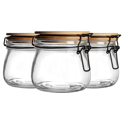 Argon Tableware Holzklammerdeckel -Lagergläser - 500ml - Klar Seal - Pack Von 6 von Argon Tableware