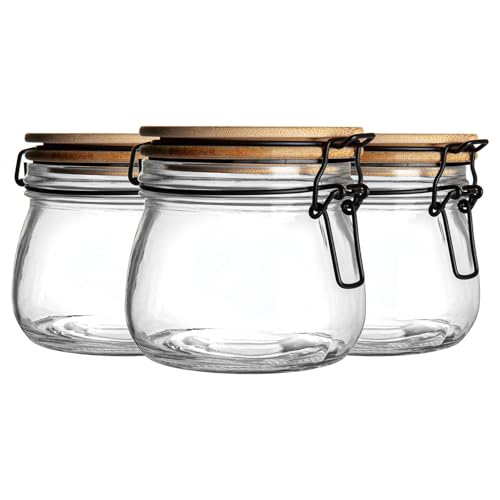 Argon Tableware Holzklammerdeckel -Lagergläser - 500ml - Schwarz Seal - Pack Von 6 von Argon Tableware